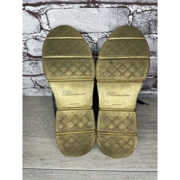 Blumarine Blue Suede Gold Embellished Lace Up Sneakers Women’s Sz 36.5EU/6M US - Picture 9 of 16